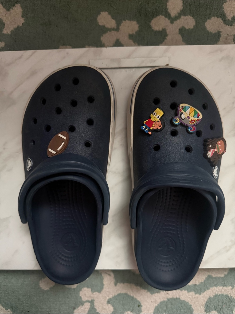 CROCS Navy and White Backstrap Slide Sandals